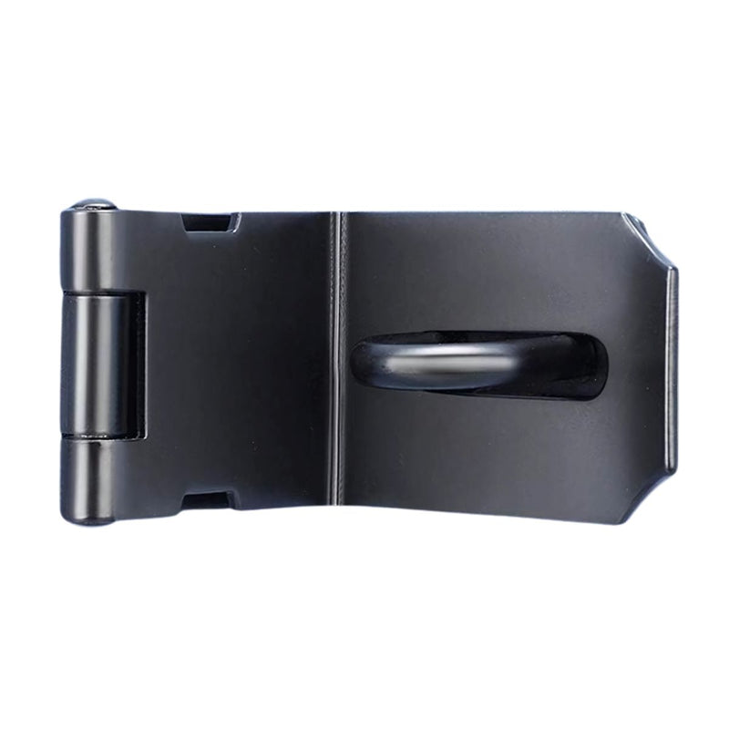 Aldaba Portacandado 4". Acero inoxidable Con Diseño en 90 Grados. Pestillo de Seguridad para Puertas y Armarios. Color negro.