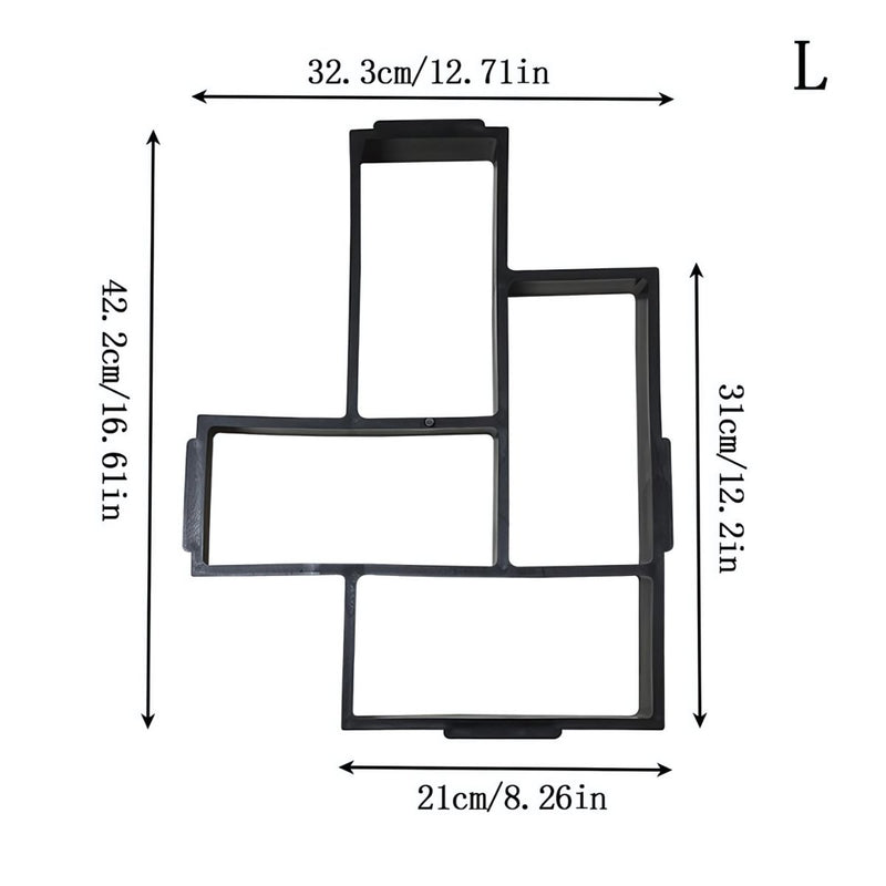 Molde cemento para Veredas. Pavimento. Plantilla para Concreto Tipo "L" – 42.2 x 32.3 x 21 cm.