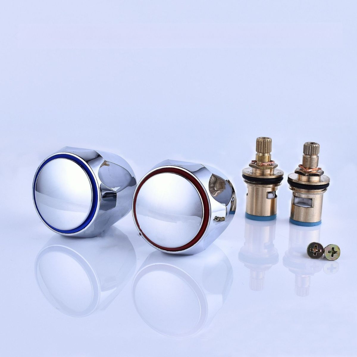 Manerales para ducha. Llaves de agua caliente y fría. Con Cartuchos de Válvula 20 Dientes. Manijas. (Set de 2 piezas) Cabezales