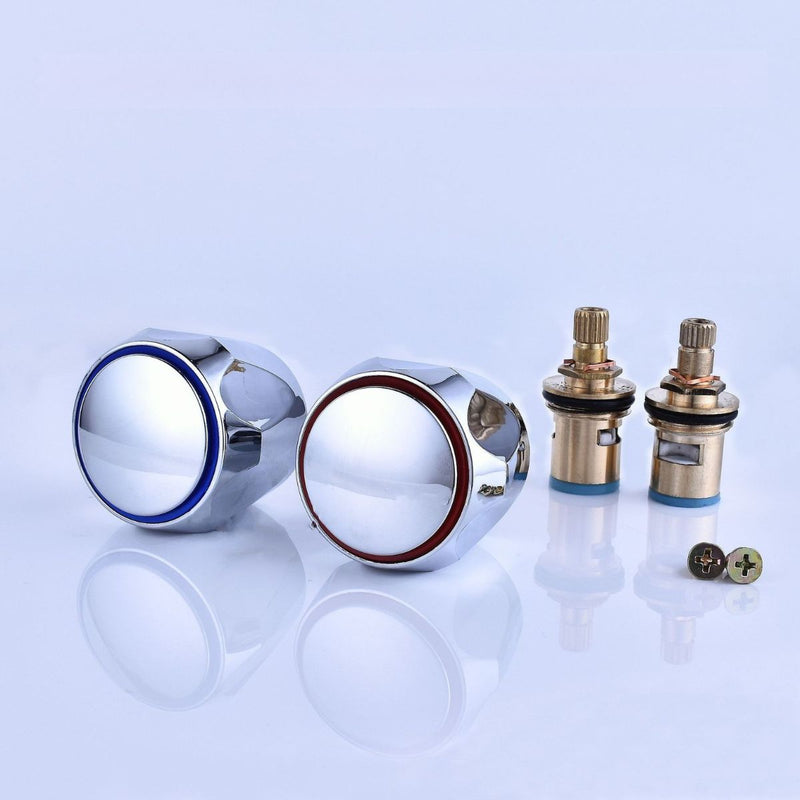 Manerales para ducha. Llaves de agua caliente y fría. Con Cartuchos de Válvula 20 Dientes. Manijas. (Set de 2 piezas) Cabezales