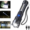 Linterna LED Recargable Alta Potencia XH-P50 con Zoom Telescópico y Resistencia al Agua.