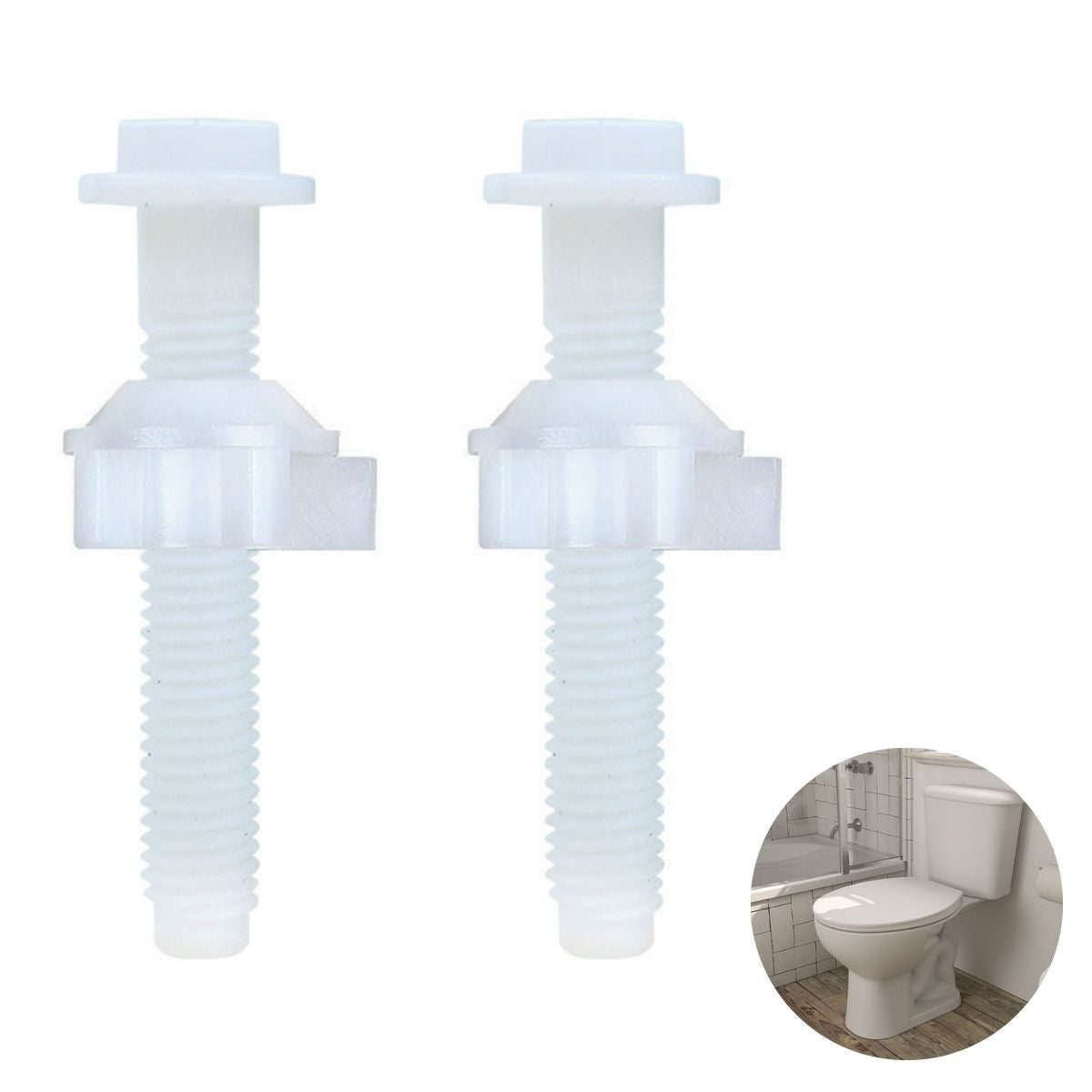 Tornillos Plásticos para Asiento de Inodoros con Tuerca Lateral (Set de 2 Unidades)