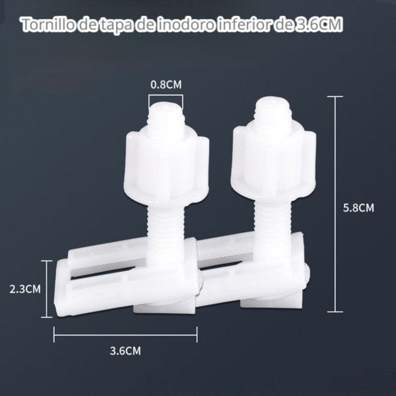 Tornillos Plásticos para Tapa de inodoros Sanitario Inferior 3.6 cm (Juego de 2 Piezas)