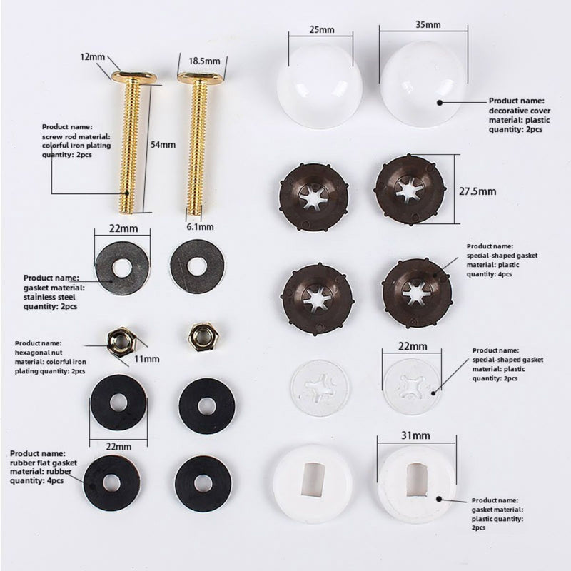 Tornillos y Accesorios para Montaje de Inodoros. Kit de Fijación.