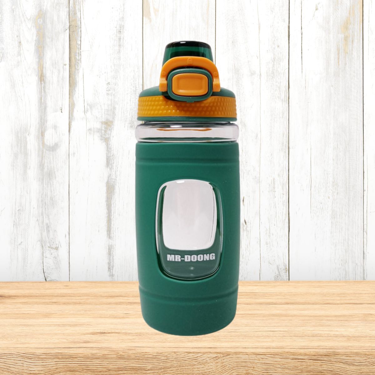 Botella de Agua Deportiva Pastica de 550ml. Termo Celeste con Naranja. BPA Free. 19.5x6.8xm.