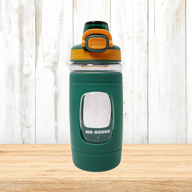 Botella de Agua Deportiva Pastica de 550ml. Termo Celeste con Naranja. BPA Free. 19.5x6.8xm.