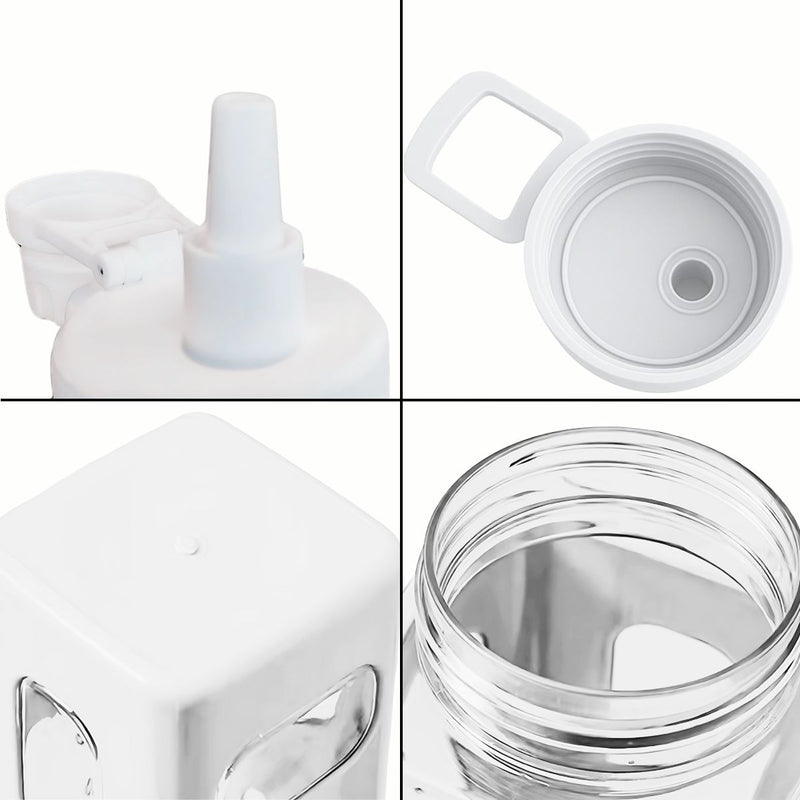 Botella de Agua Plastica 700 ml. Termo Cuadrado Blanco. BPA Free (23.7 fl oz).