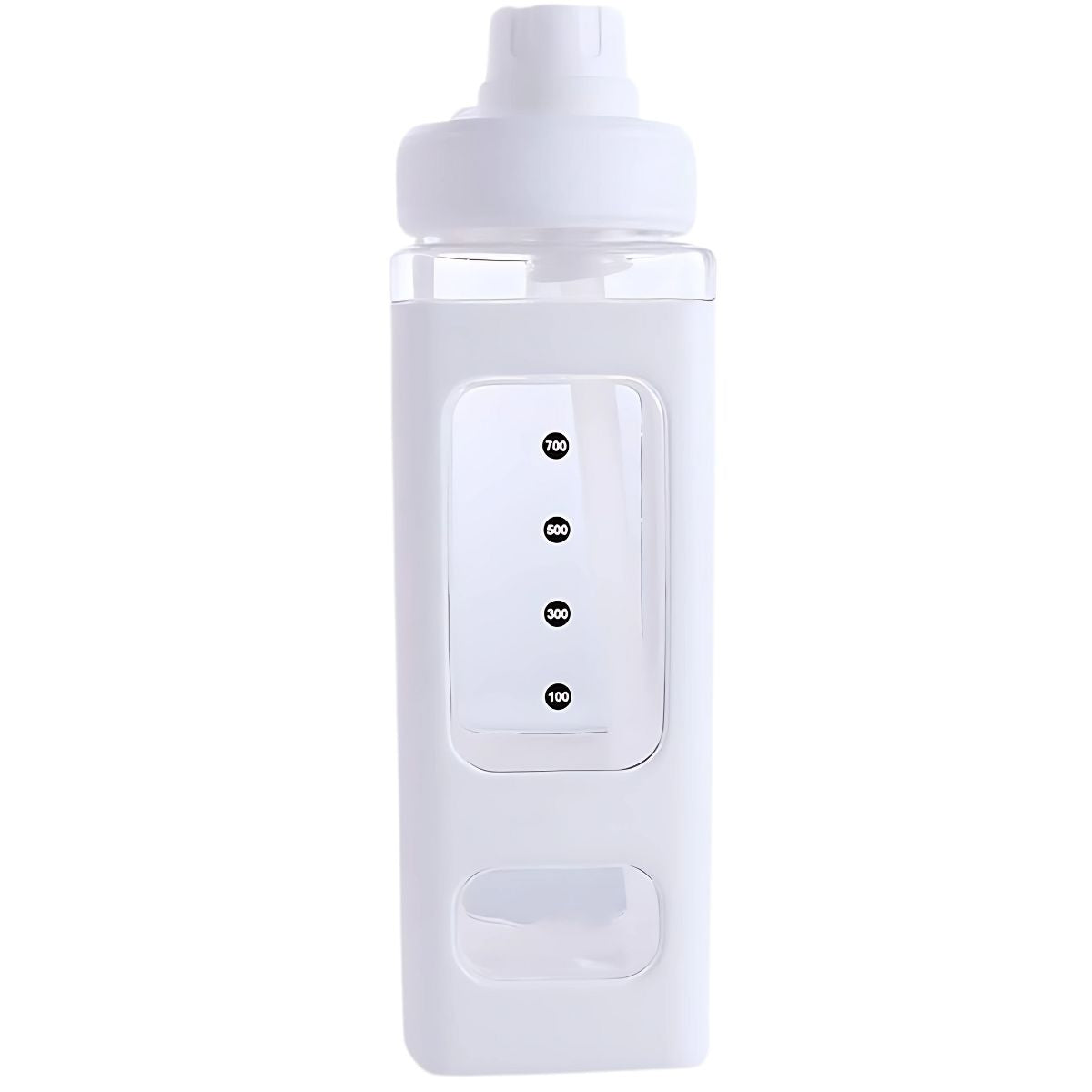 Botella de Agua Plastica 700 ml. Termo Cuadrado Blanco. BPA Free (23.7 fl oz).
