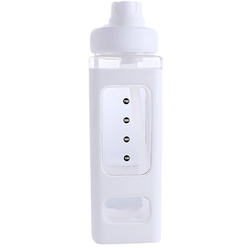 Botella de Agua Plastica 700 ml. Termo Cuadrado Blanco. BPA Free (23.7 fl oz).