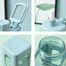 Botella de Agua Plastica 700 ml. Termo Cuadrado Celeste. BPA Free (23.7 fl oz).