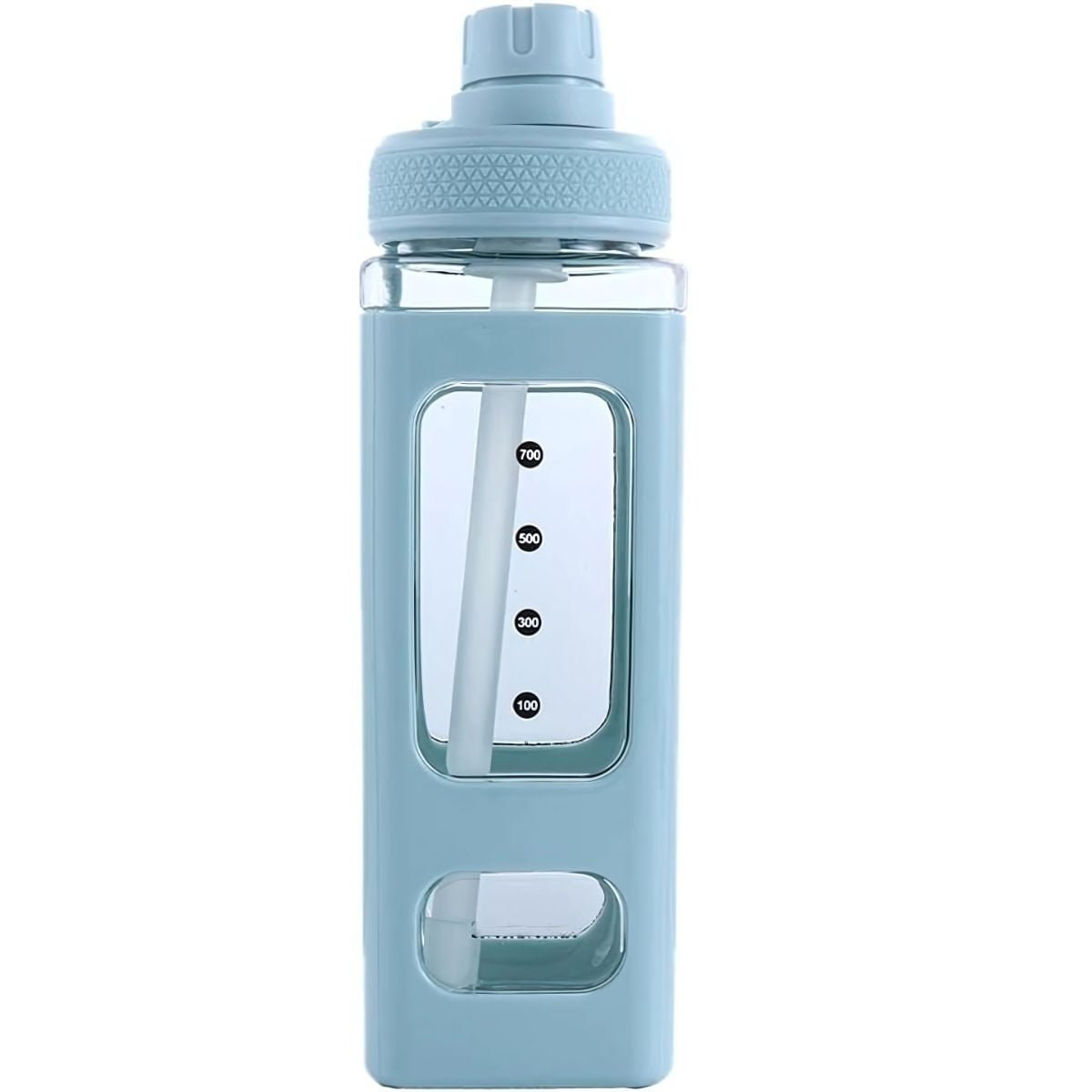 Botella de Agua Plastica 700 ml. Termo Cuadrado Celeste. BPA Free (23.7 fl oz).