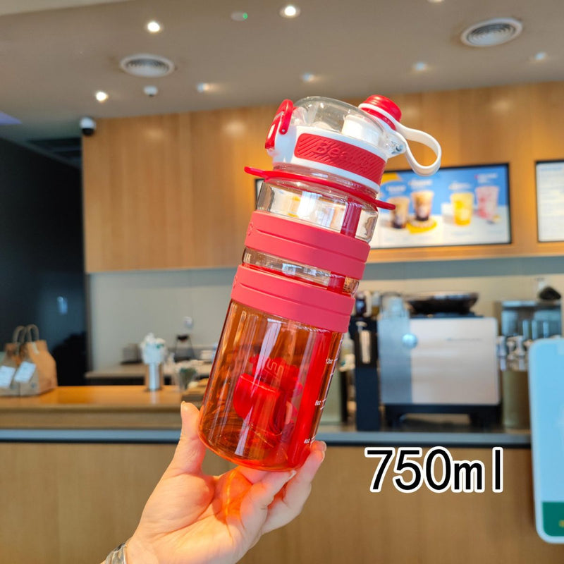 Botella de Agua plástica 750 ml. Termo rojo Con Tapa Hermética y Diseño Antiderrame. BPA Free.
