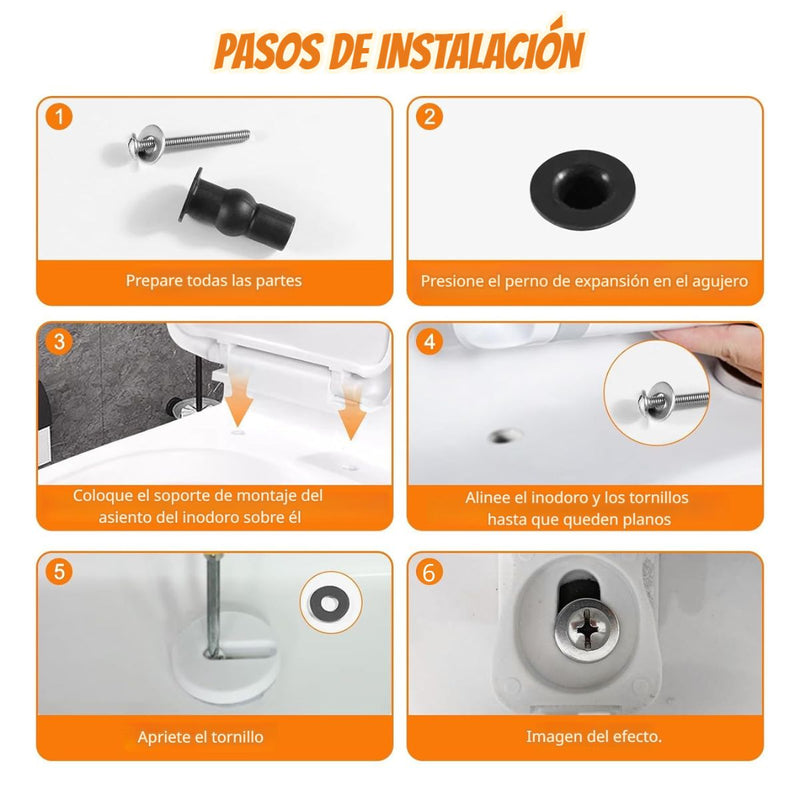 Tornillo Expansivo para Asiento de Inodoro Universal 18mm. (Juego de 2 Piezas) Perno de Repuesto Antideslizante.