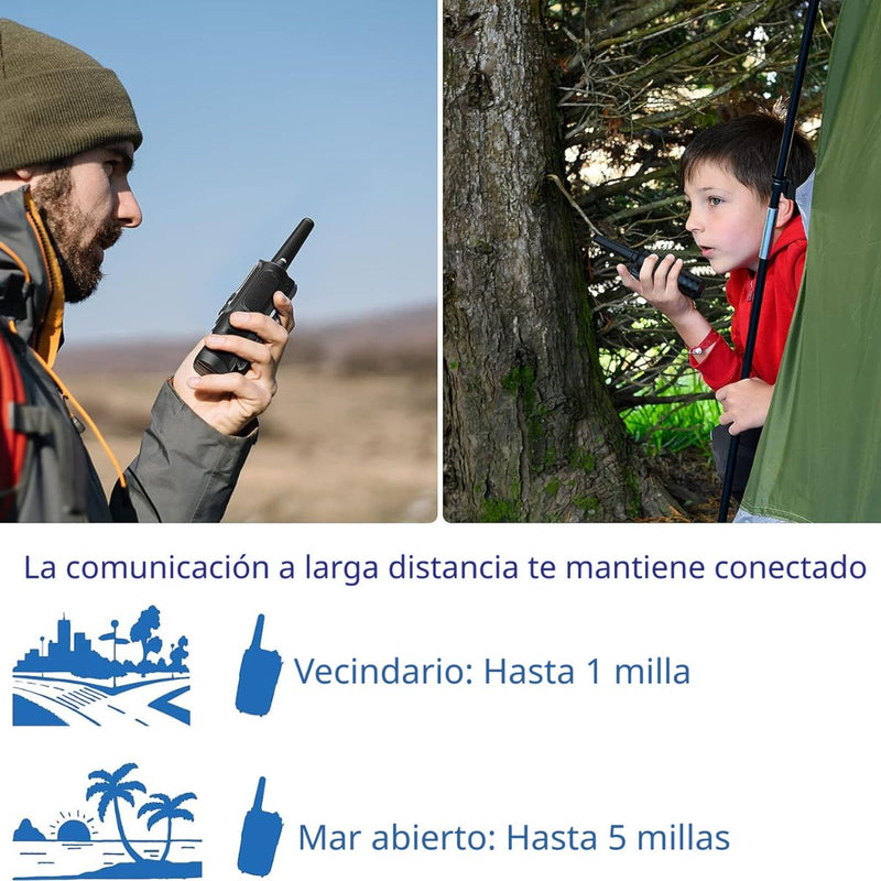 Radios Walkie Talkies De 2 Vías Y 22 Canales. Color Negro con. (Se Vende En Par).