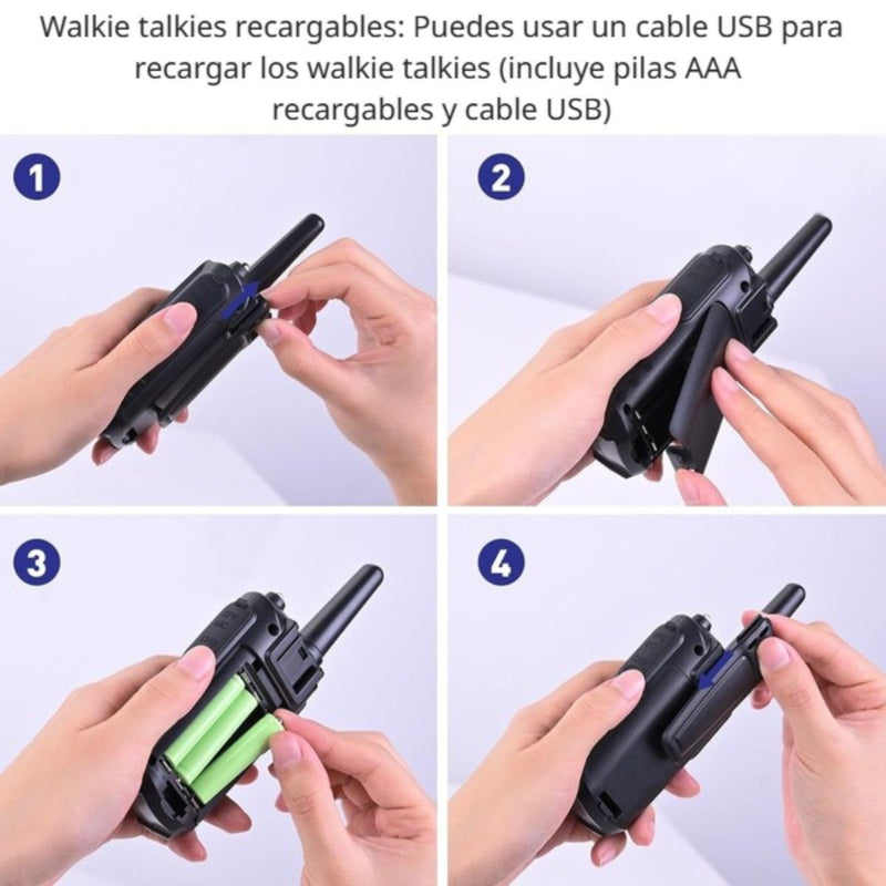 Radios Walkie Talkies De 2 Vías Y 22 Canales. Color Negro con. (Se Vende En Par).