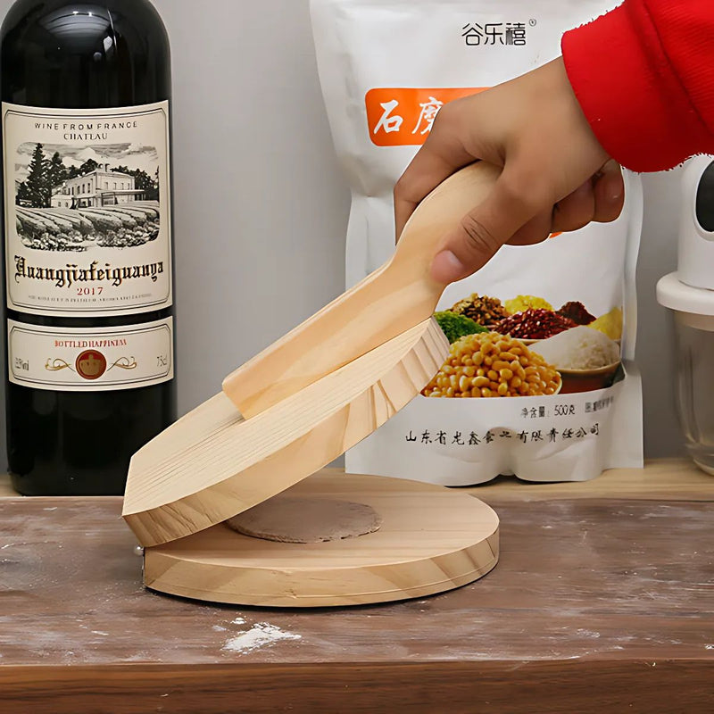 Pataconera Prensa de Madera para Patacones y Empanadas con Mango Ergonómico.