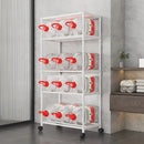 Estante Organizador de 5 Niveles con Ruedas para Baño, Cocina o Lavandería. Repisa para almacenamiento. 140x50.5x30cm Color blanco.