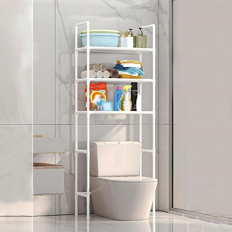 Estante Organizador para Baño sobre Inodoro de 3 Niveles. Mueble repisa para almacenamiento. Color blanco. 149x45.3x26cm