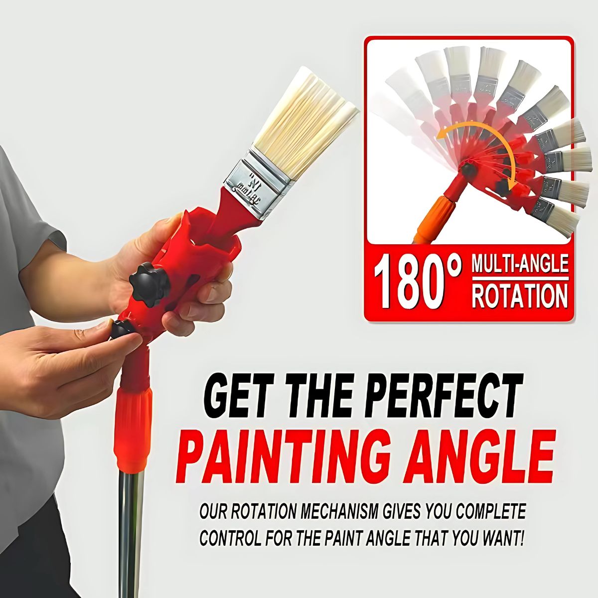 Extensor Multiángulo para brochas Pintar. Adaptador Universal para Rodillos y Pinceles en Zonas Altas. (No incluye brocha)