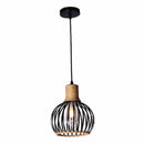 Lámpara Colgante de Madera Base Redonda 1XE27 Diseño Estilizado y Moderno 200x230mm Ideal para Comedores, Islas de cocina o Salas de estar. Iluminación focal y estilizada. Lámpara estilo Rústica.