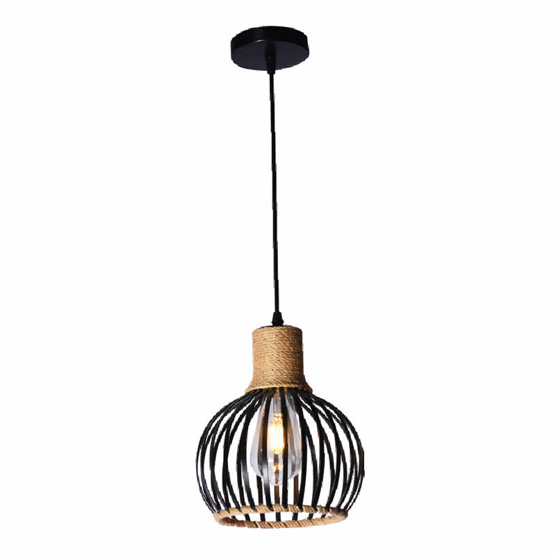 Lámpara Colgante de Madera Base Redonda 1XE27 Diseño Estilizado y Moderno 200x230mm Ideal para Comedores, Islas de cocina o Salas de estar. Iluminación focal y estilizada. Lámpara estilo Rústica.