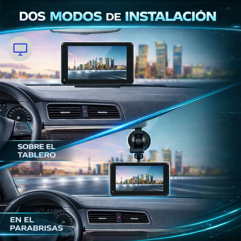 Monitor Táctil HD 7” Para Auto con Cámara de Reversa, Bluetooth, AirPlay y Control por Voz. Pantalla Portátil para Vehículo con CarPlay y Android Auto Inalámbrico