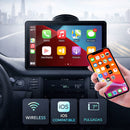 Monitor Táctil HD 7” Para Auto con Cámara de Reversa, Bluetooth, AirPlay y Control por Voz. Pantalla Portátil para Vehículo con CarPlay y Android Auto Inalámbrico