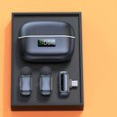 Micrófonos Inalámbricos Duales con Cancelación de Ruido. Conexión USB-C y adaptador de apple. Estuche con Pantalla Digital y 24h de Autonomía.
