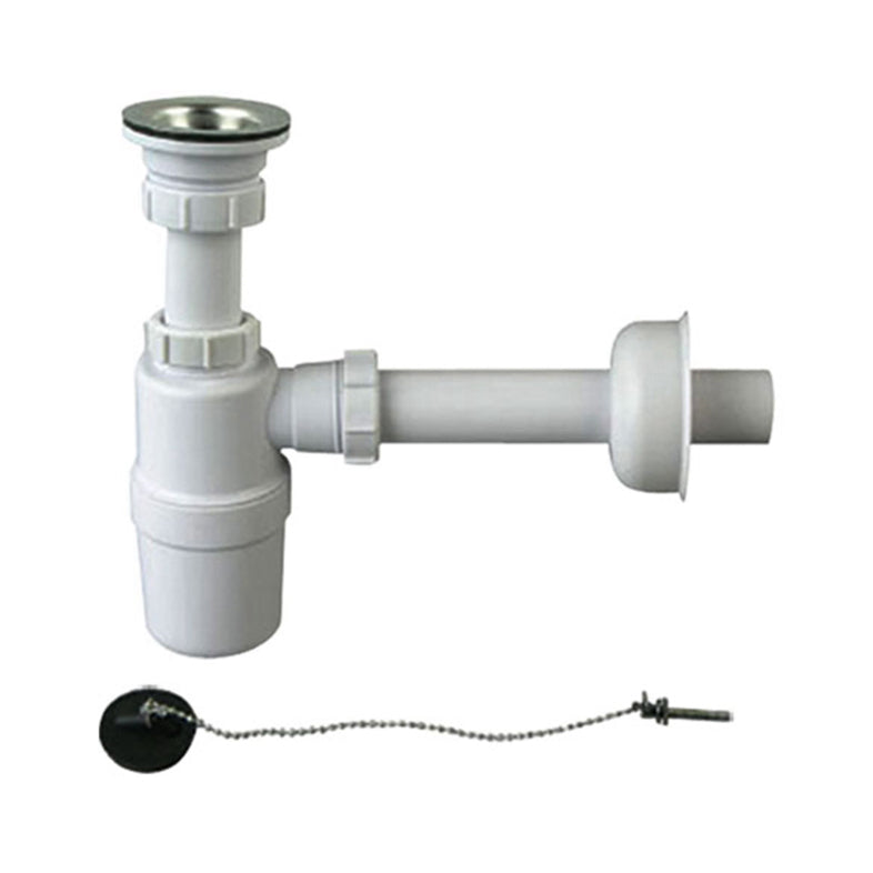 Trampa PVC sifón con desagüe para lavamanos C/tapón con cadena NESSATI