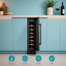 Vinera Empotrable 7 Botellas con Estantes de Madera. Enfriador de Vino con Doble Zona de Temperatura Panel Touch 5-22°C. Color Negro
