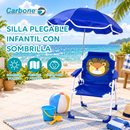 Silla Plegable Infantil Con Sombrilla Para Playa Camping Picnic Y Exterior. Silla para Niños con  Protección UV. Color Azul (35x37x51cm)