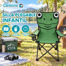 Silla Plegable Infantil Para Camping Playa Picnic Y Exterior Diseño Ranita. Capacidad 80 Kgs. Color Verde (60x36x36cm)