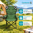 Silla Plegable Infantil Para Camping Playa Picnic Y Exterior Diseño Ranita. Capacidad 80 Kgs. Color Verde (60x36x36cm)