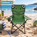 Silla Plegable Infantil Para Camping Playa Picnic Y Exterior Diseño Ranita. Capacidad 80 Kgs. Color Verde (60x36x36cm)