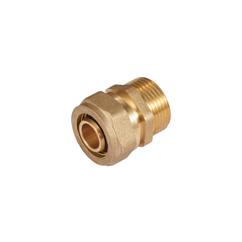 Conector De Compresión Roscado Macho 1/2" NPT x 3/8" (16 mm) En Latón. Unión Para Agua y Gas.
