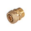 Conector De Compresión Roscado Macho 3/4" NPT x 1/2" (20 mm) En Latón. Unión Para Agua y Gas.