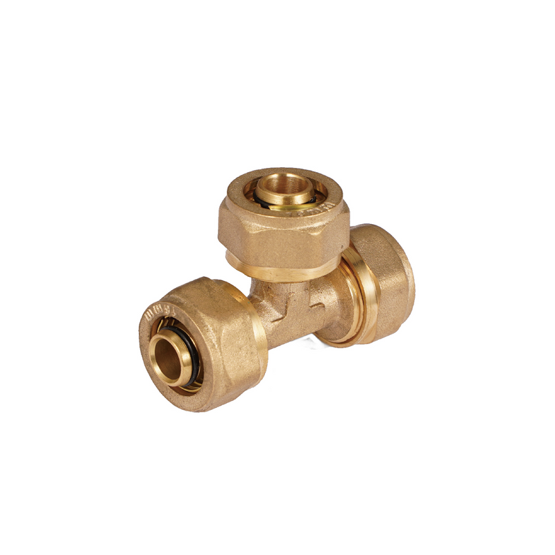Tee De Compresión Recta 3/8" (16 mm) En Latón. Conector En T Para Agua y Gas.