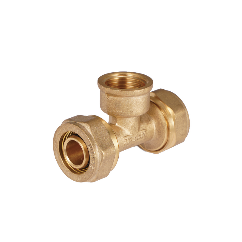 Tee De Compresión Hembra 1/2" NPT x 1/2" (20 mm) En Latón. Conector En T Para Agua y Gas.