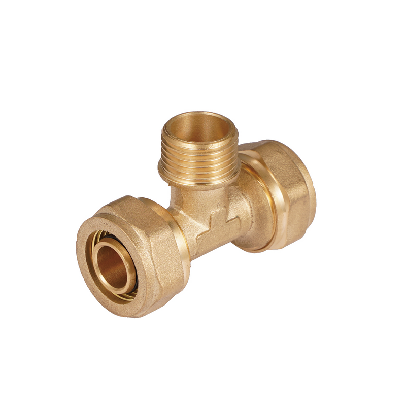 Tee De Compresión Macho 1/2" NPT x 1/2" (20 mm) En Latón. Conector En T Para Agua y Gas.