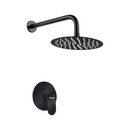 Ducha Para Empotrar. Juego De Mezcladora Monomando Con Regadera Redonda De 8”. Brazo A Pared De 40 cm. Color negro.