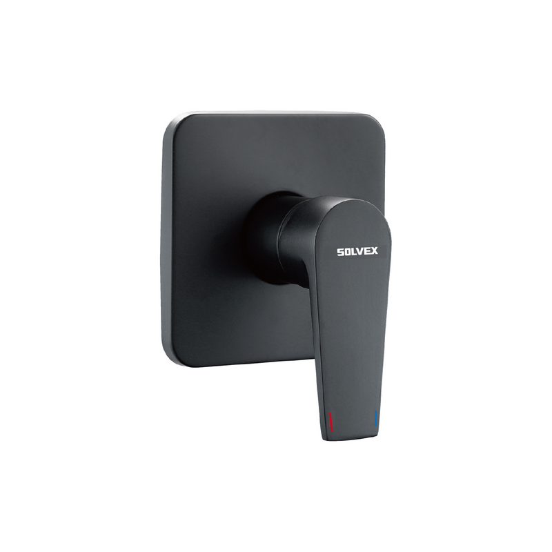 Llave De Palanca Maneral Para Ducha. Mezcladora Monomando Cuadrada Para Empotrar En Regadera. Color negro.