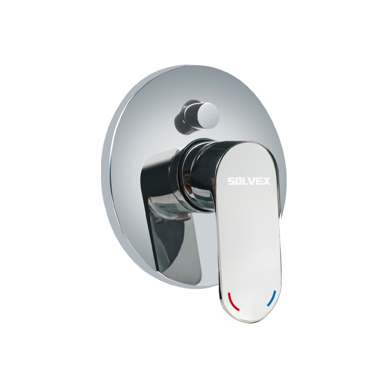 Llave De Palanca Maneral Para Ducha. Mezcladora Monomando Con Desviador Para Empotrar En Regadera. Color Cromado.