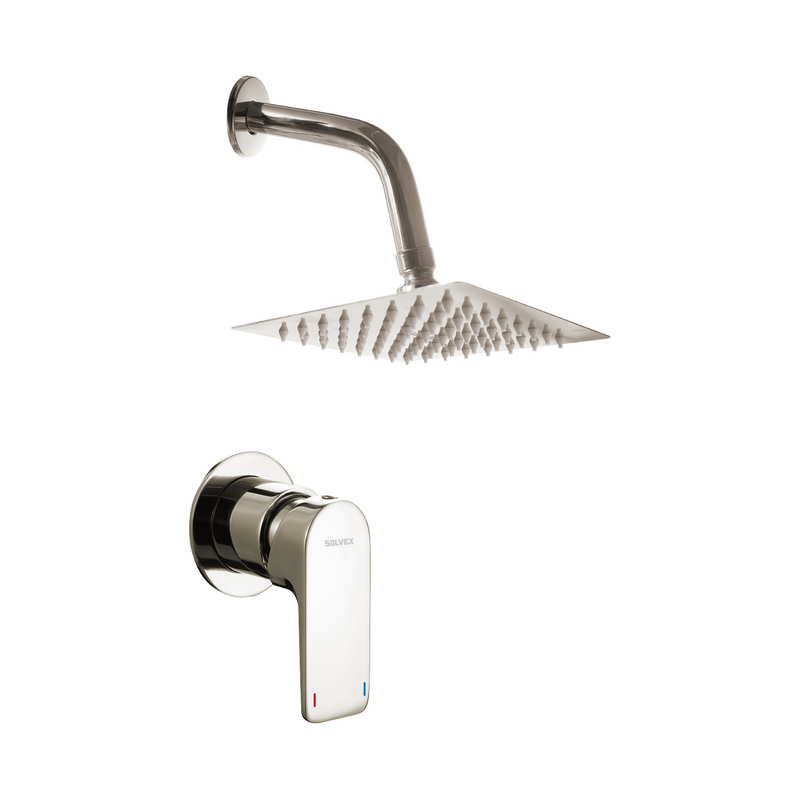 Ducha Empotrable con Mezcladora Monomando Ovalada y Regadera de 6” Tipo Lluvia. Diseño Moderno con Acabado satinado.