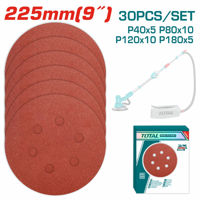 Lijas Circulares Para Lijadora De Drywall 9" P40 P80 P120 P180. Set De 30 Piezas.