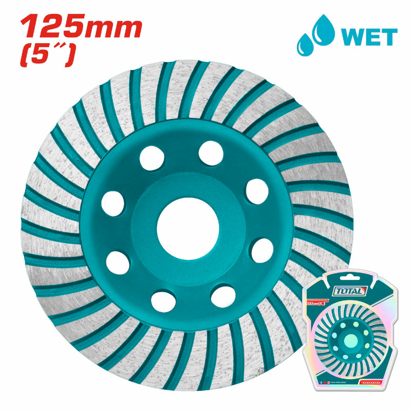 Disco De Desbaste Para Concreto 5" (125mm) Superficie Húmeda. Rueda Copa De Diamante.