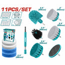 Cepillos de drill para limpieza con accesorios. Set de 11 piezas. Incluye: Almohadillas, esponjas y soporte.