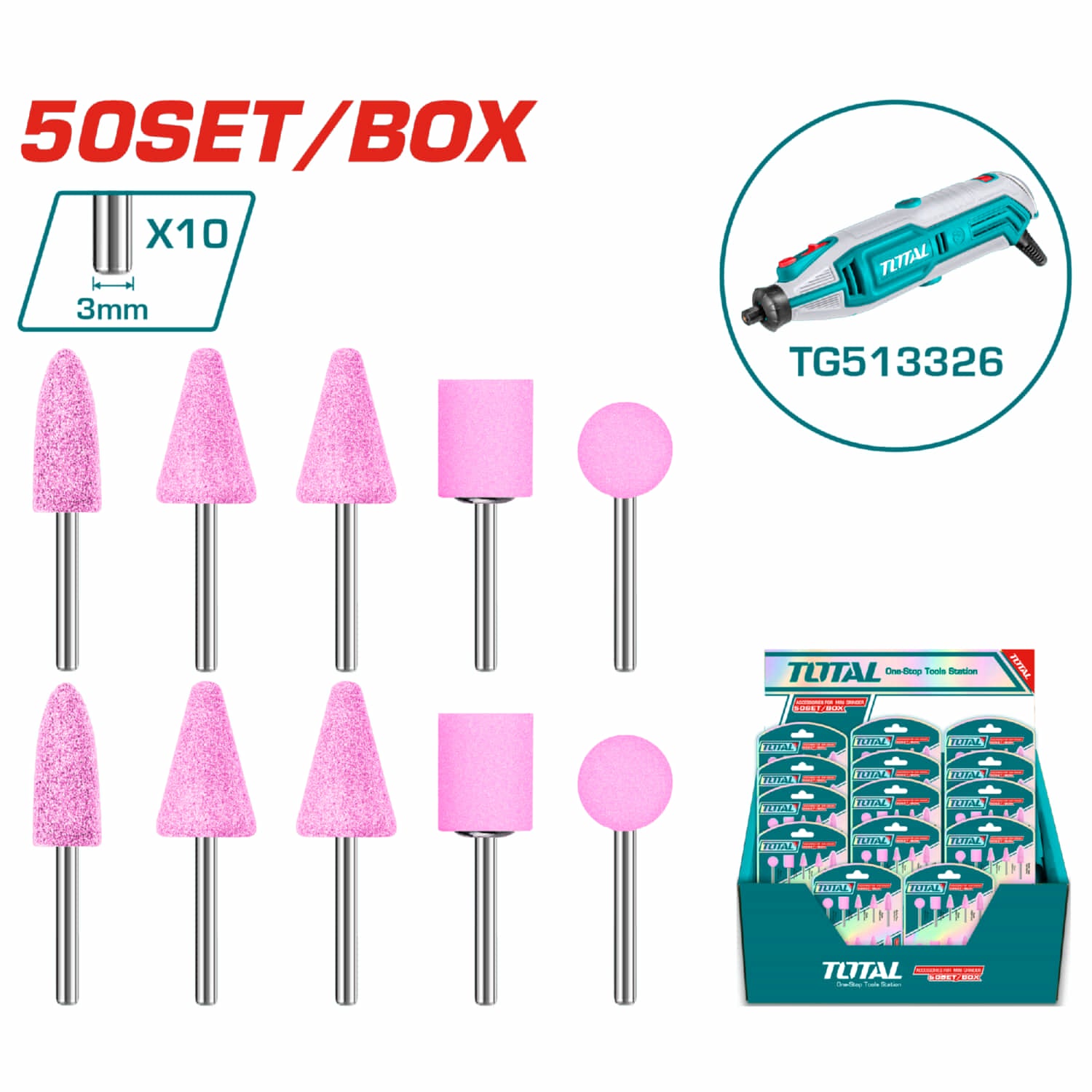 Accesorios Para Mini Mototools (Fresas De Rectificado) Compatible Con TG513326, TG2006, TMGLI12011. Set De 10 Piezas.