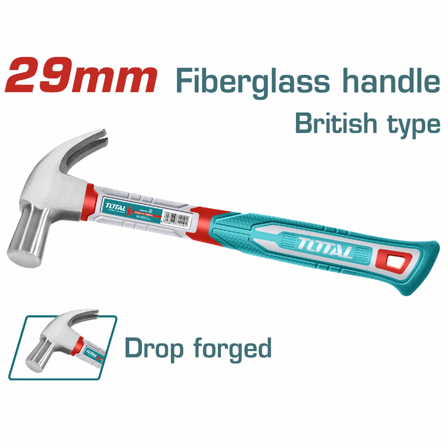 Martillo de Orejas Tipo Inglés 29mm de Acero Carbono #45. Tratamiento térmico.