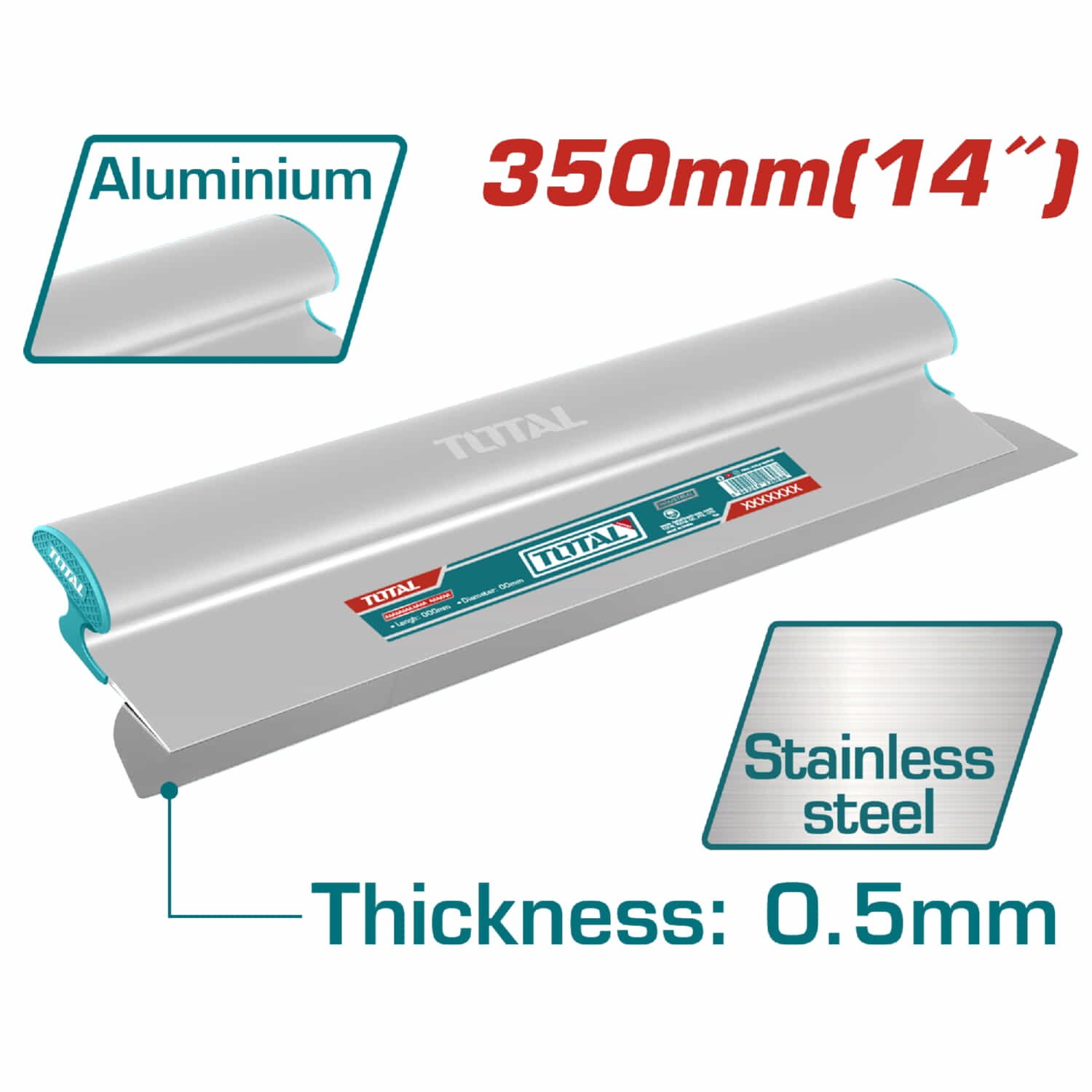 Espátula de Drywall 14" (350 mm) Hoja de Desnatado. Espesor 0.5mm
