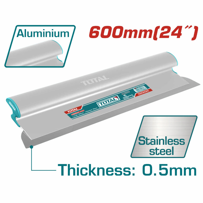 Espátula de Drywall 24" (600 mm) Hoja de Desnatado. Espesor 0.5mm